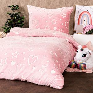 4Home Lenjerie de pat luminoasă din microflanelHeart, 140 x 200 cm, 70 x 90 cm imagine