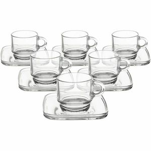 Orion Set de căni din sticlă cu farfurioară Cozy 6bucăți, 0, 091 ml, 91 ml imagine