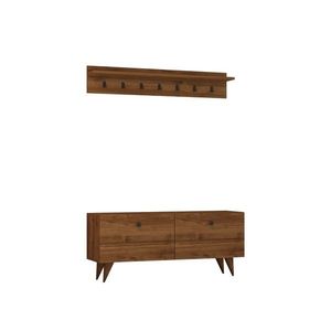 Cuier de perete cu dulap pentru pantofi Rupa Walnut, maro închis imagine