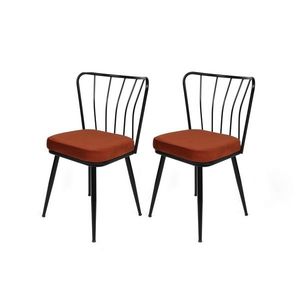 Set de scaune de sufragerie Yildiz Tile Red andBlack, 2 buc., portocaliu, 2 buc. imagine