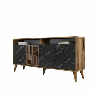 Dulap Milan Walnut and Black Marble, negru imagine