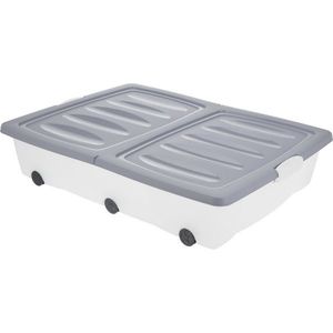 Cutie de depozitare cu roți, 80 x 60 x 17 cm, gri, gri imagine