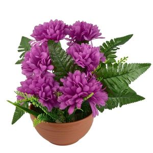 Decorație de Ziua Morților Crizanteme violete înghiveci, 23 x 22 cm, mov imagine