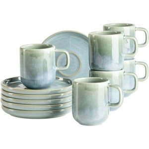 Mäser Set de cești de espresso cu farfurioare Cordelia Atacama Green, 6+6 buc., turcoaz imagine