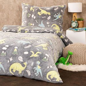 Lenjerie de pat luminoasă din microflanel 4Home Dino, 140 x 200 cm, 70 x 90 cm imagine