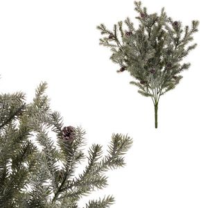 Ramură artificială de molid cu conuri, 40 cm, verde, ușor înghețată imagine