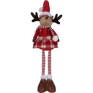 Ren de Crăciun Becky, picioare telescopice, 46 cm, roșu închis imagine