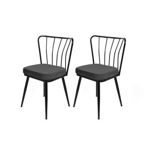 Set de scaune de sufragerie Yildiz Anthracite and Black, 2 buc., antracit, 2 buc. imagine