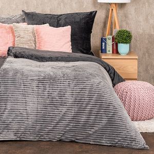 4Home Lenjerie de pat din microflanel Stripe gri, 140 x 200 cm, 70 x 90 cm, gri imagine