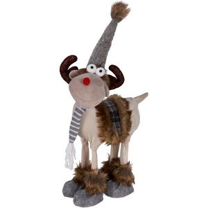 Decorațiuni de Crăciun Ren cu eșarfă gri-albă, 23x 15 x 37 cm, gri imagine
