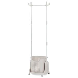 Suport pentru haine cu coș GD-186 BGE, plastic, alb imagine