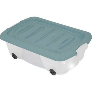 Cutie de depozitare sub pat cu roți 60 × 38 × 17, 5cm, verde, verde imagine