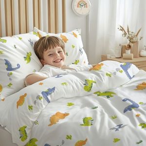 Stanex Lenjerie de pat din bumbac Dinozauri, 140 x 200 cm, 70 x 90 cm imagine