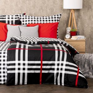 Lenjerie de pat din flanelă 4Home Cub negru, negru, 140 x 220 cm, 70 x 90 cm imagine