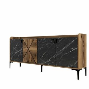 Dulap Venedik Walnut and Black Marble, negru imagine