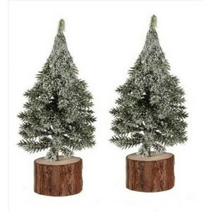 Decorațiune de Crăciun Brad pe butuc, 19 cm, înghețat, SET DE 2 BUCĂȚI imagine
