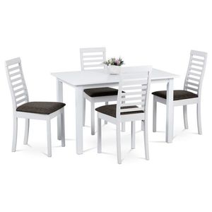 Set de masă din lemn masiv de fag, 5 piese, alb imagine