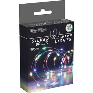Sârmă luminoasă Silver, 4 m, 80 LED-uri, colorată, pe baterii imagine