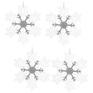 Set de decorațiuni de Crăciun Fulgi, 4 bucăți, alb, 23 x 1 x 26 cm, alb imagine