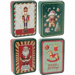 Set de 4 cutii metalice de Crăciun 13, 4 × 9, 5 ×3, 7 cm imagine