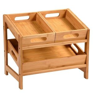 Kesper 58851 Raft de bucătărie cu 3 compartimentedin bambus, 39, 5 x 26 x 35, 5 cm imagine