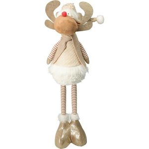 Renul de Crăciun Fred, picioare telescopice, 49 cm, bej imagine
