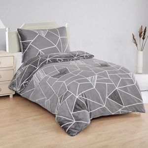 Lenjerie de pat din microfibră Triangulo gri, 140x 200 cm, 70 x 90 cm imagine