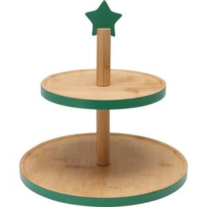 Etajeră din bambus pentru dulciuri, 2 etaje, verde, verde imagine