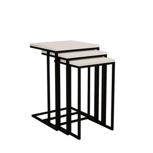 Măsuță auxiliară Venedik, 3 buc., alb + negru imagine