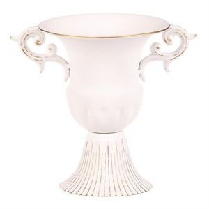 Cupa metalică pentru aranjamente florale cu mâner, albă, 17 x 13 x 17 cm imagine
