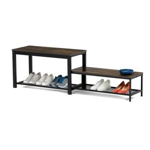 Set de 2 suporturi pentru pantofi, lemn vechi, maro închis imagine