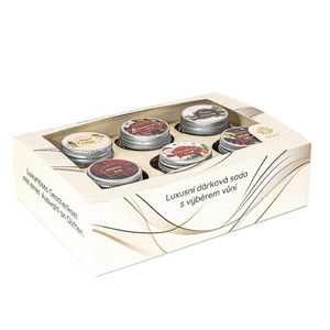 Set de lumânări aromate cu felicitare 28 g încutie cadou, Winter, mix 6 bucăți imagine