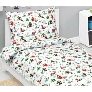 Bellatex Lenjerie de pat din bumbac de Crăciun Animale în pădure, 140 x 200 cm, 70 x 90 cm imagine