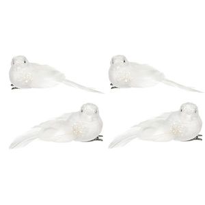 Set de păsări pe agrafă, alb, 4 buc. imagine
