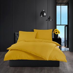 Lenjerie de pat din bumbac Color muștar, 140 x 200cm, 70 x 90 cm imagine