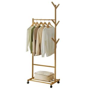 Cuier mobil din bambus Vikir Tip 1, 60 x 37 x 180cm imagine