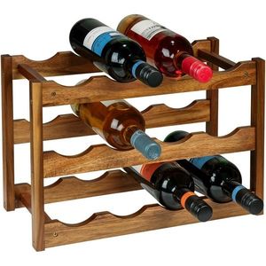 Wenko Suport pentru 12 sticle de vin din lemn de salcâm Fondi, 28 x 21 x 42 cm imagine