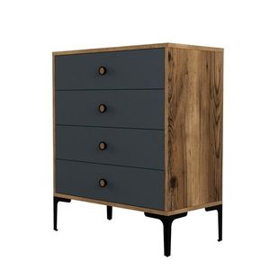 Comodă Lizbon Anthracite and Walnut, antracit imagine