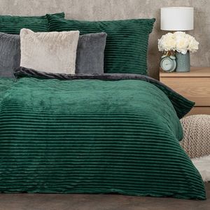 Lenjerie de pat din microflanel 4Home Stripeverde, 140 x 200 cm, 70 x 90 cm, verde imagine