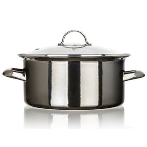 Banquet Oală emailată METALLIC Black 22 cm, 3, 7 5l, cu capac, 22 cm imagine