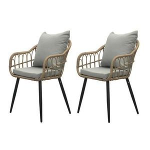 Autronic Set de scaune de grădină, 2 buc., metal, ratan sintetic, natural, AZ-F1406 NAT imagine