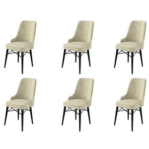 Set de scaune de sufragerie Pare Cream and Black, 6 buc., crem deschis, 6 buc. imagine