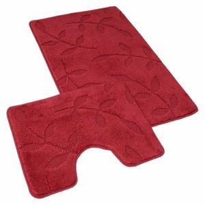 Set de covorașe de baie Kvalitex Frunze vișiniu , 60 x 100 cm, 60 x 50 cm imagine