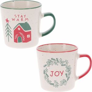 Set de 2 căni din ceramică Stay Warm/Joy 350 ml imagine