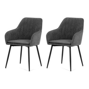 Set de 2 scaune de sufragerie tapițate, gri, 53 x80 x 62 cm, gri imagine