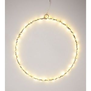 Decorație de Crăciun luminoasă Cerc, 30 cm, argintiu, LED alb cald, cu baterii imagine