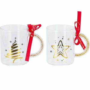 Set de 2 căni de sticlă Golden Xmas 300 ml imagine
