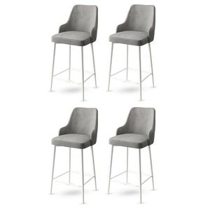 Set de scaune de bar Enox Grey and White, 4 buc., gri, 4 buc imagine