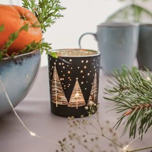 Sfeșnic din sticlă Altom Golden Christmas treenegru, diametru 9 x 10 cm imagine