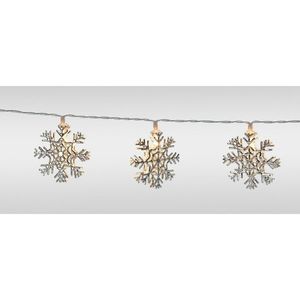 Lanț cu fulgi de zăpadă luminoși, 120 cm, albcald, cu baterii imagine